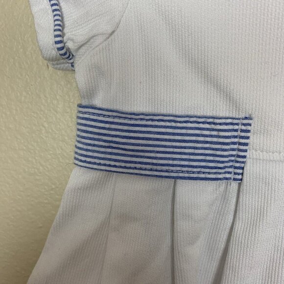 Little Me Short Sleeve Dress White Blue Seersucker Classic Girls 9 Months - Picture 8 of 15